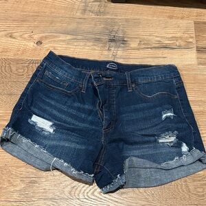 Scoop NYC Dark Blue Distressed Jean Shorts